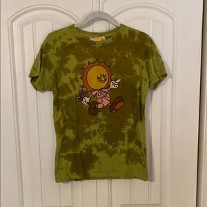 Big Bud Press Green Tie Dye Tee with Cartoon Graphic